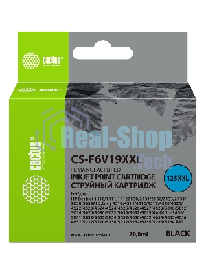 Картридж струйный Cactus CS-F6V19XXL (123 XXL) черный (1000 стр., 20 мл) для HP DeskJet 1110/1111/1112/2130