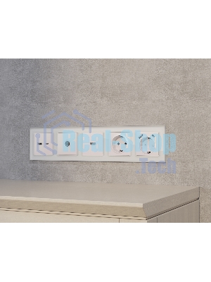 Комплект механизма розетки ALFA Жемчуг 2USB A+C 20W (быстрая зарядка) QUANT (AP2110, VM177) MA211010