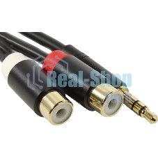 Переходник-разветвитель Vention гибкий Jack 3.5 мм M/2RCA F - 0.3 м черный