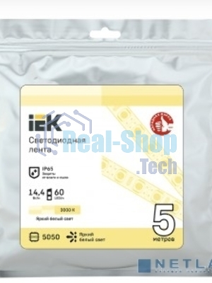 Лента светодиодная IEK LSR2-1-060-65-3-05 5м LSR-5050WW60-14,4-IP65-12В