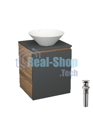 Тумба Bau Dream Blackwood 50 графит, раковина BAU Dream D43, выпуск клик клак, хром