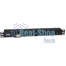 Блок ITK PDU 6 розеток DIN49440 (нем. cтанд.), с автоматом на 10А,1U, без шнура, вх. IEC320 C14, алюминиевый профиль, черный