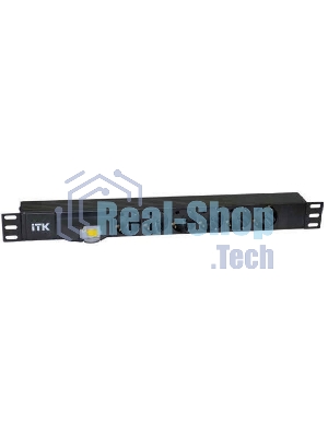 Блок ITK PDU 6 розеток DIN49440 (нем. cтанд.), с автоматом на 10А,1U, без шнура, вх. IEC320 C14, алюминиевый профиль, черный