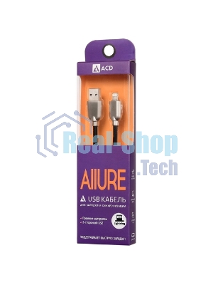 Кабель USB ACD-Allure Lightning - USB-A Кожа, 1м, черный