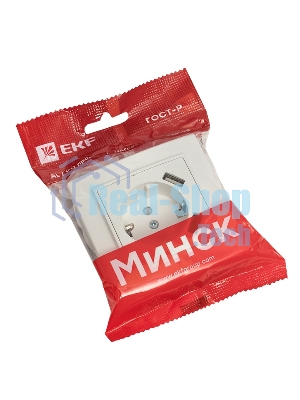 Розетка 1-местная СП с/з 16А белая с защ. штор. с 2 USB 2,1А EKF Минск