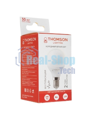 Лампа филам. Thomson Filament TH-B2334 7Вт цок.:E14 свеча 220B св.свеч.бел.хол. Candle (упак.:1шт)