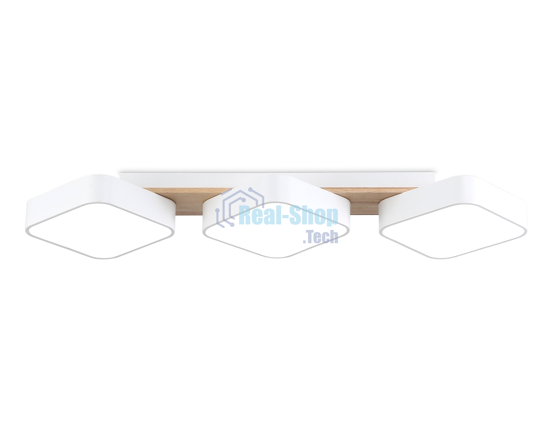 Светильник Ambrella light FL4877/3 WH/WD белый/дерево 54W 3000-6000K 680*200*70 (без ПДУ)
