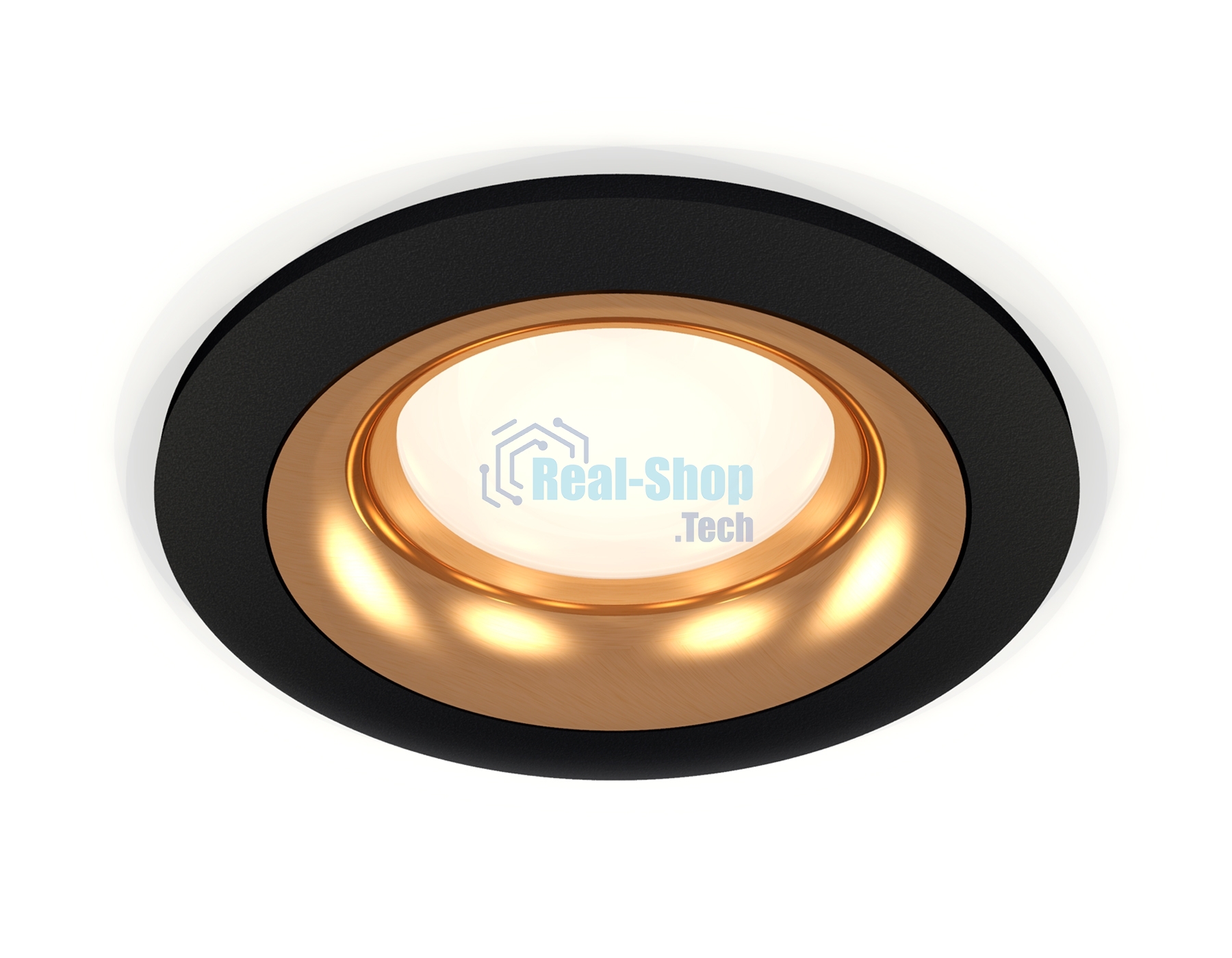 Комплект встраиваемого светильника Ambrella light XC7622005 SBK/PYG черный песок/золото желтое полированное MR16 GU5.3 (C7622, N7014)