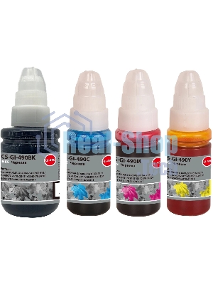 Чернила Cactus CS-GI-490SET (1х135 мл, 3х70 мл) голубой/пурпурный/желтый/черный набор 4x345мл для Canon PIXMA G1400/G1410/G1411/G2400/G2410/G2411/G3400/G3410/G3411/G4400/G4410/G4411