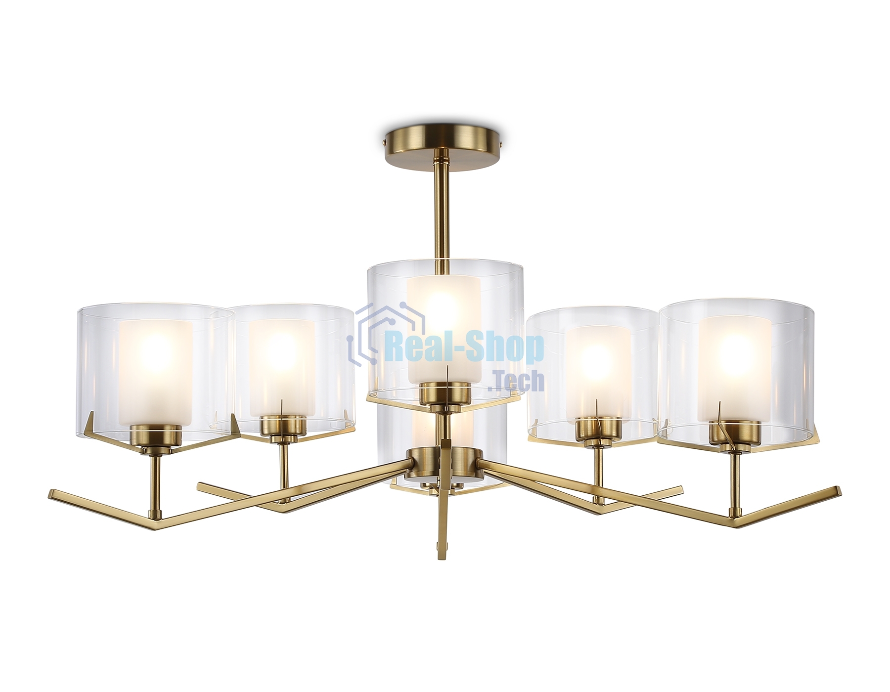 Люстра Ambrella light LH57008/6 BS/FR латунь/белый матовый E14/6 max 40W D850*420