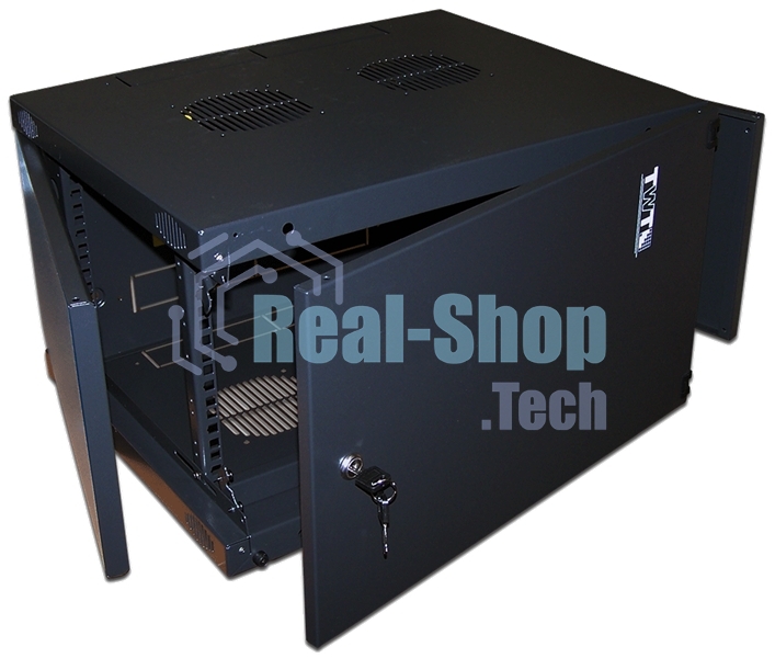 Шкаф настенный Lanmaster Next TWT-CBWNM-6U-6X6-BK 6U 550x600 мм пер. дв. металл съемные бок. пан. 60 кг черный