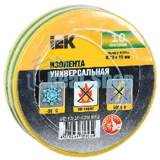 Изолента IEK UIZ-13-10-10M-K52 0,13х15 мм желто-зеленая 10 метров