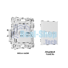 Комплект механизма розетки ALFA Жемчуг 2USB A+C 20W (быстрая зарядка) QUANT (AP2110, VM177) MA211010