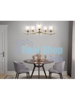 Люстра Ambrella light LH57008/6 BS/FR латунь/белый матовый E14/6 max 40W D850*420