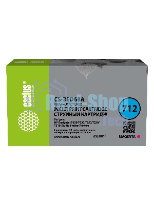 Картридж струйный Cactus CS-3ED68A 712 пурпурный (29 мл) для HP DJ T230/630