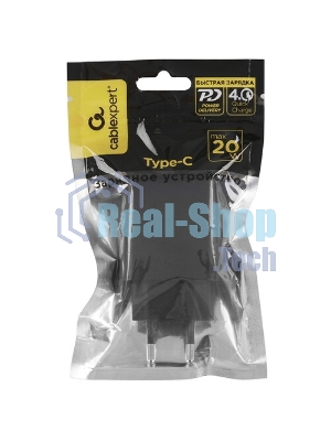 Зарядное устройство Cablexpert MP3A-PC-60 20Вт GaN, 3А, QC4.0/PD, 1xType-C, черный, пакет