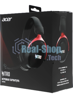 Гарнитура Acer OHR401 чёрный, беспроводная + проводная, USB/Bluetooth/mini jack 3.5 мм, до 55 ч, подсветка