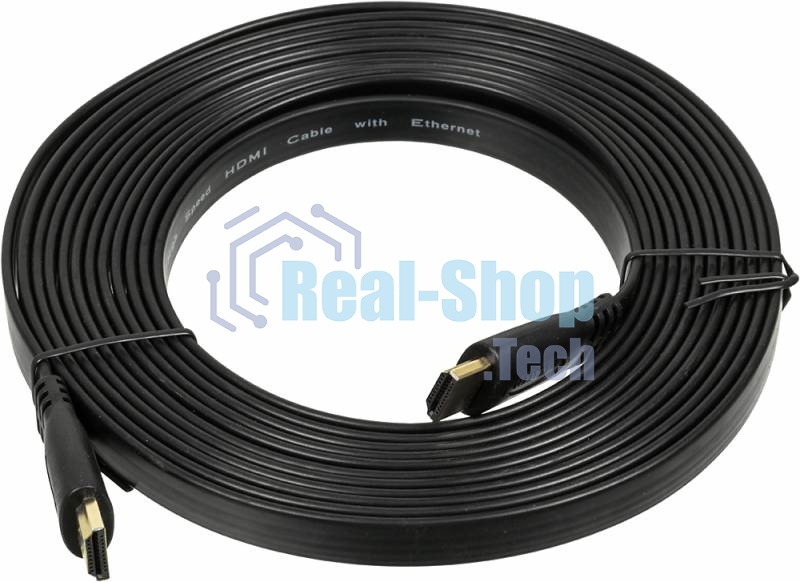 Кабель аудио-видео High Speed ver.1.4 Flat HDMI (m)/HDMI (m) 5м. позолоченные контакты черный