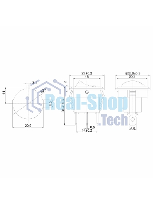 Выключатель клавишный Rexant круглый 12V 16А (3с) ON-OFF черный с красной подсветкой