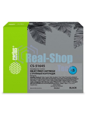 Картридж струйный Cactus CS-51645 черный (44 мл) для HP DJ 710c/720c/722c/815c/820cXi/850c/870cXi/880c