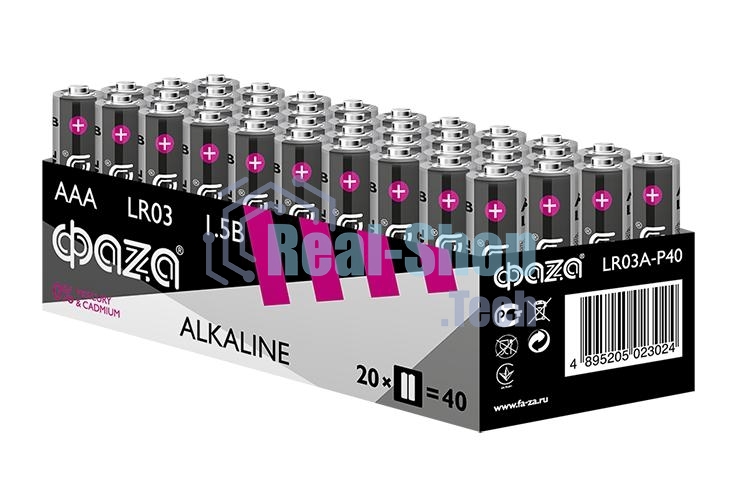 Элемент питания щелочной LR03 Alkaline Pack-40 (уп.40шт) ФАZА 5023024, 1.5 В