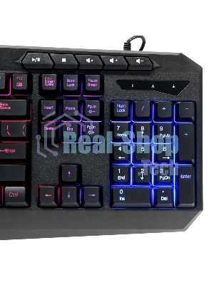 Клавиатура с подсветкой Gembird KB-G420L, USB, черный, 114 кл., м/медиа, Rainbow, кабель 1.5м