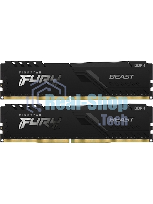 Оперативная память Kingston Fury Beast, DDR4, 32GB (2x16GB), 3200MHz, CL16, DIMM, с радиатором, черный
