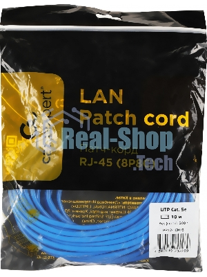 Патч-корд UTP Cablexpert PP12-10M/B cat.5e, 10м, литой, многожильный, синий