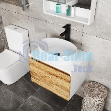 Тумба с раковиной и выпуском (Тумба Bau Dream Blackwood 60, умывальник BAU Nimb 50х36, выпуск клик клак, черный)