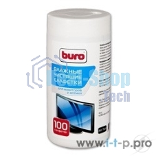 Чистящие средства Buro BU-TSCRL 817440 Туба с чистящими салфетками, для экранов и оптики, 100 шт.
