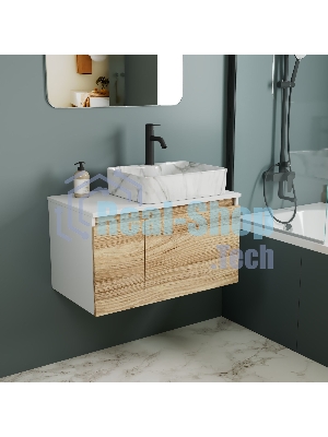 Комплект: тумба Bau Dream Blackwood 80, раковина прямоугольная BAU Cerama 48х37, мрамор, смеситель Hotel Dream Black, черный матовый
