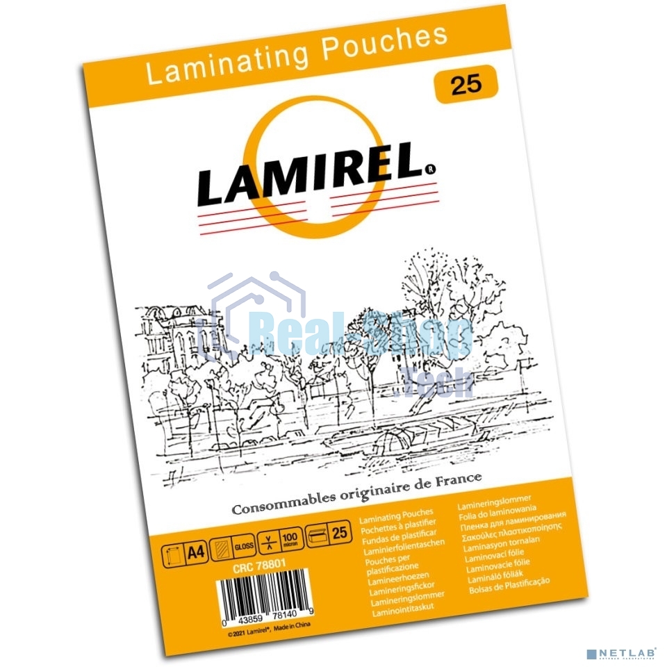 Пленка для ламинирования Fellowes 100мкм A4 (25шт) глянцевая216x303мм Lamirel (LA-78801)