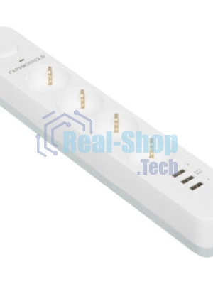 Сетевой фильтр Гарнизон 2.0 Мультипорт EPS-4-U3-W-4, 4 р, 10А, 3xUSB, 4 м, ур.защиты 2+, белый, пакет