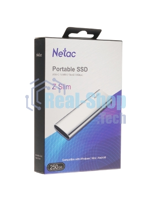 Внешний SSD Netac Z SLIM, 2TB, USB 3.2 Gen 2 Type-C, R/W 550/480, черный