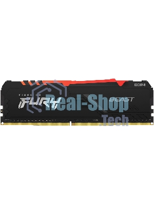 Оперативная память Kingston Fury Beast, DDR4, 16GB (1x16GB), 3200MHz, CL16, DIMM, с радиатором, RGB, черный