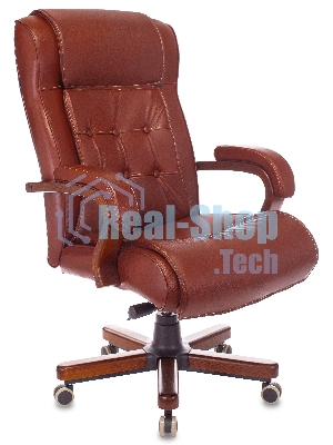Кресло руководителя Бюрократ T-9926WALNUT светло-коричневый Leather Eichel, кожа, крестовина металл/дерево