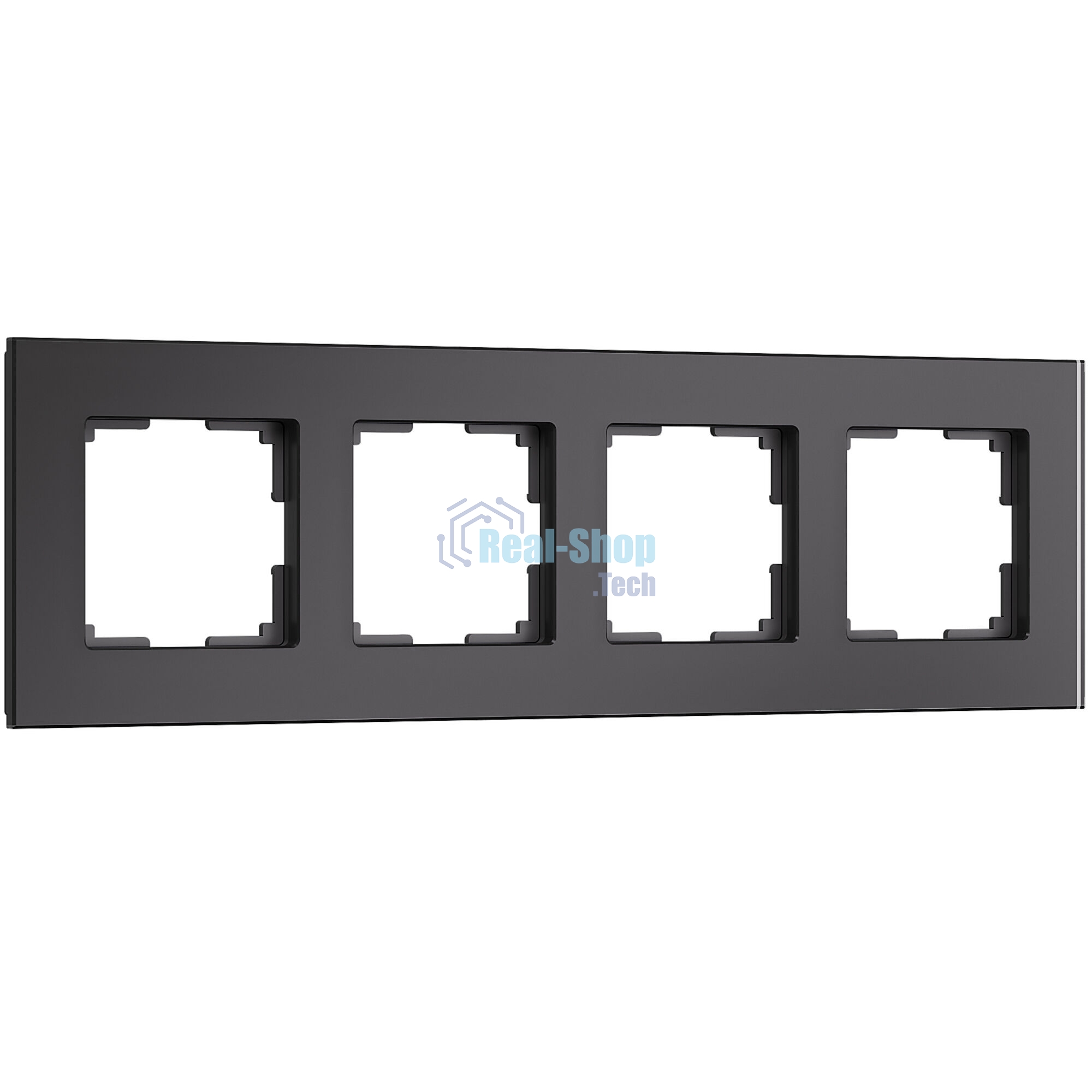 Рамка на 4 поста Senso (черный, стекло soft-touch) W0043108