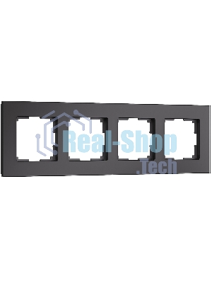 Рамка на 4 поста Senso (черный, стекло soft-touch) W0043108