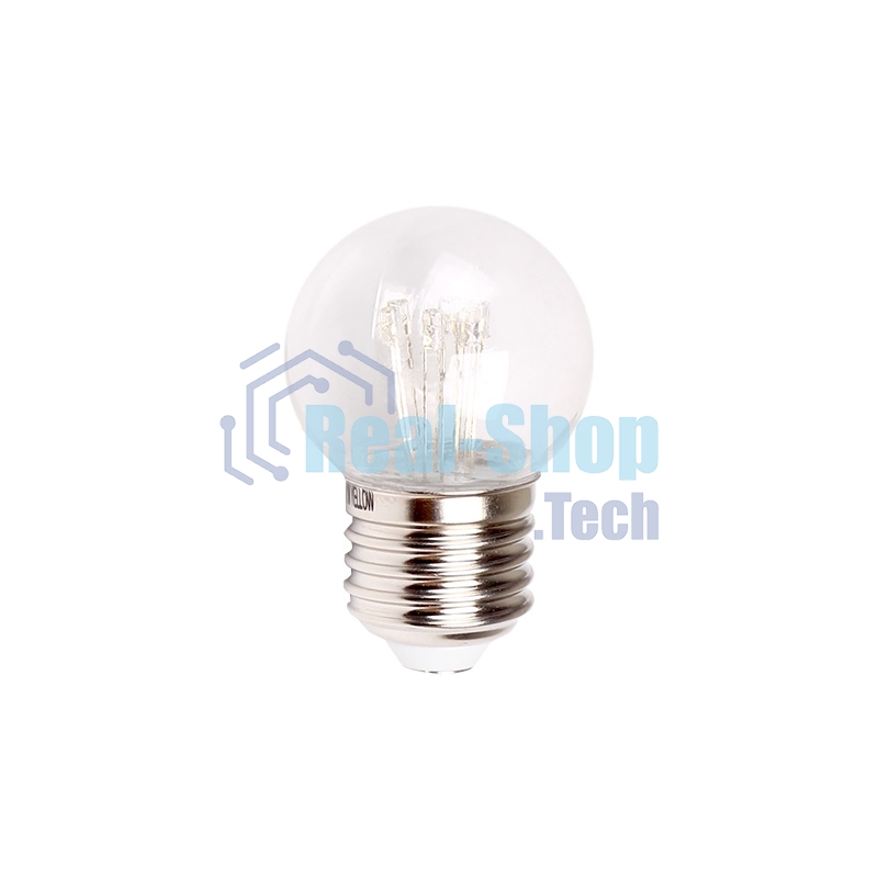 Лампа шар e27 6 LED Ø45мм - красная, прозрачная колба, эффект лампы накаливания