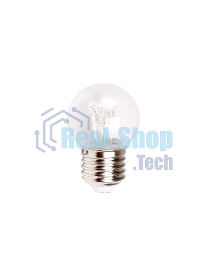 Лампа шар e27 6 LED Ø45мм - красная, прозрачная колба, эффект лампы накаливания