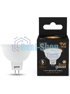 Лампа cветодиодная Gauss MR16 9W 830lm 3000K GU5.3 LED
