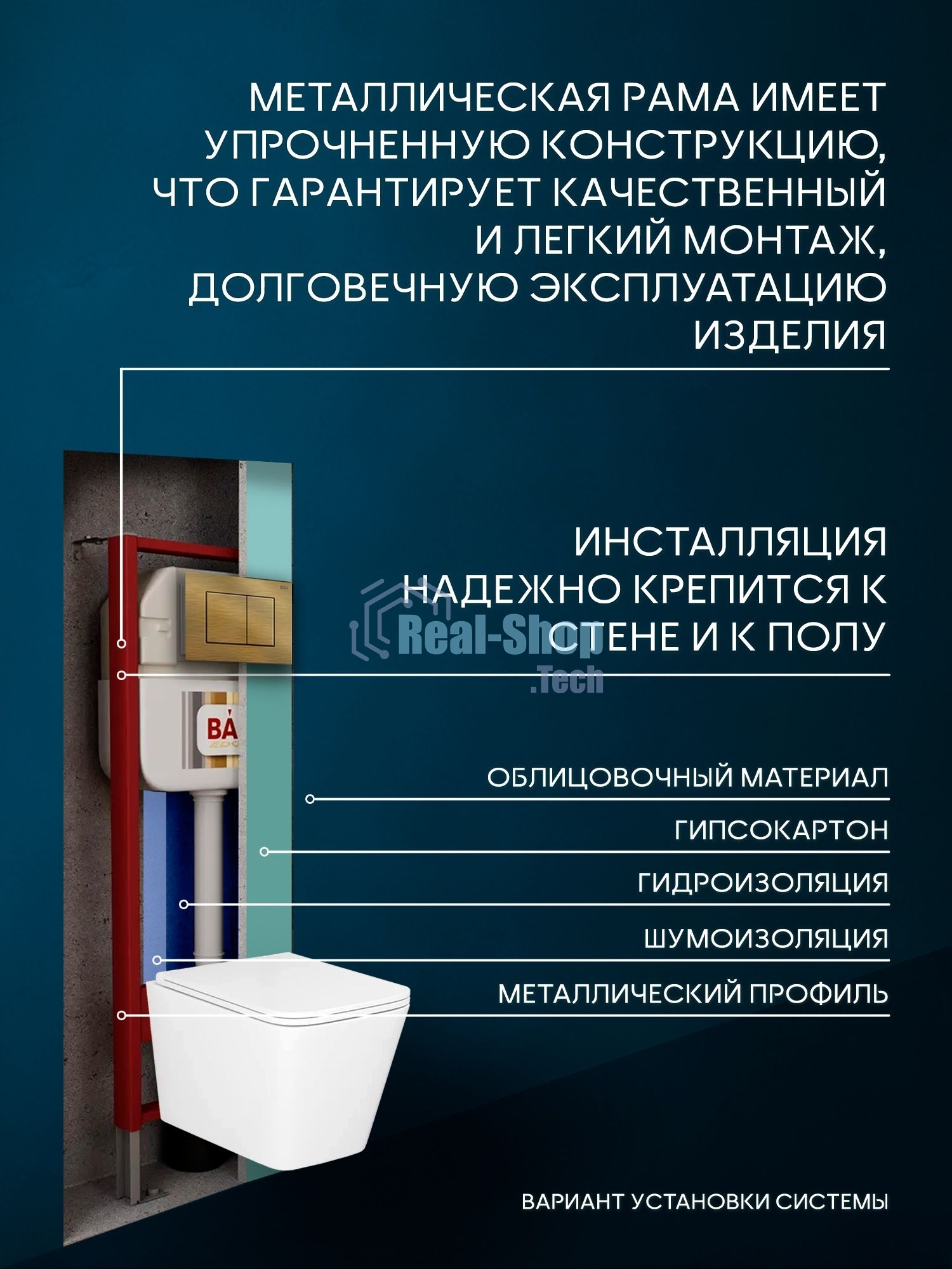 Комплект BAU 6 в 1: рамная инсталляция, унитаз подвесной безободковый вихревой Bau Stil Hurricane, быстросъемное тонкое сиденье дюропласт микролифт, кнопка смыва BAU Stil, бронза