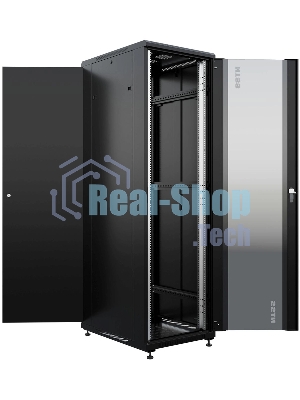 Шкаф серверный NTSS Премиум (NTSS-R42U6080GS-BL) напольный 42U 600x800 мм пер. дв. стекл. металл 900 кг черный 710 мм 99 кг 1987 мм IP20 сталь