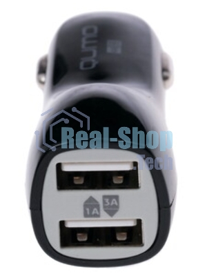 Автомобильное зарядное устройство QUMO 3A, 2 USB, 1A+2A черный