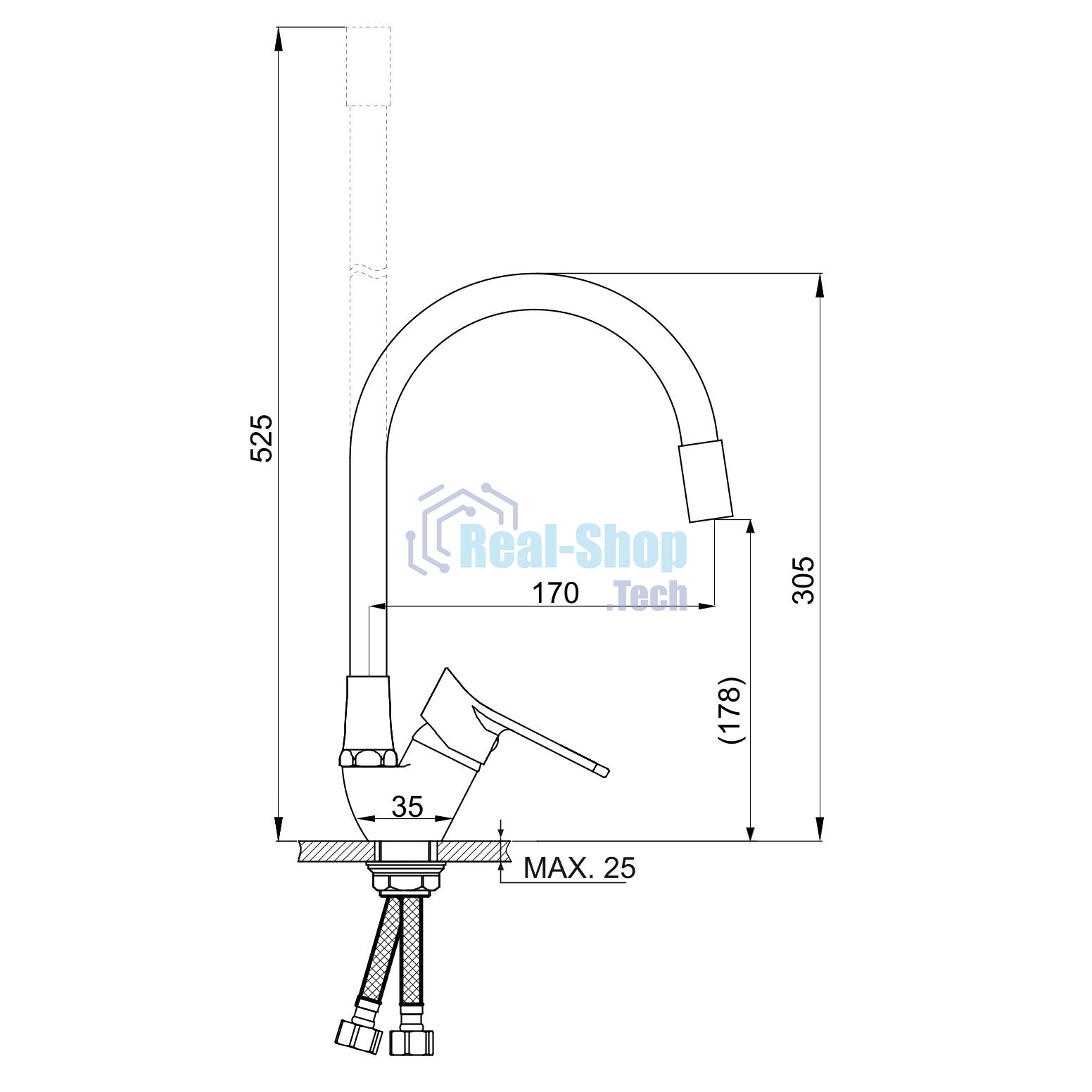SL137BL-016F Смеситель для кухни, ø35