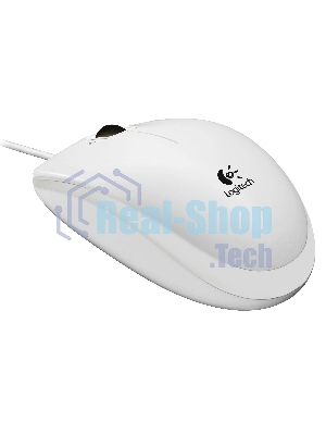 Мышь проводная Logitech B100 белый, 1000 dpi, USB, кнопки - 3