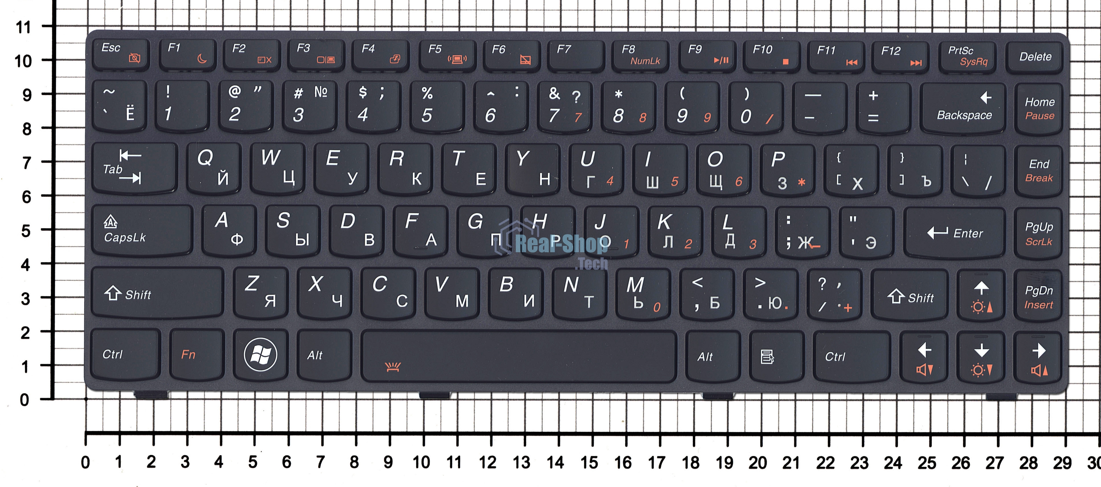 Клавиатура для ноутбука Lenovo IdeaPad Y480 черная с подсветкой
