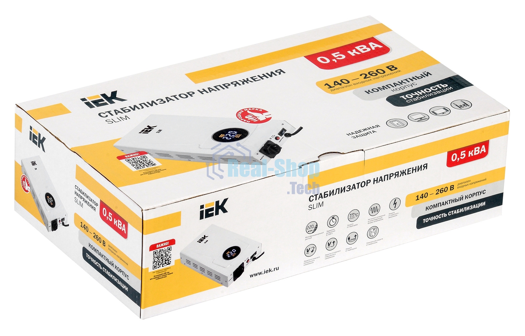 Стабилизатор напряжения настенный SLIM 0,5кВА IEK IVS22-1-D05-09