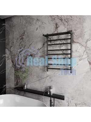 Полотенцесушитель электрический с полкой BAU Stil Shelf Gun Grey 50х80, 7 планок, универсальный, тем