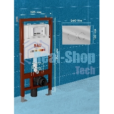 Инсталляция BAU PRO для подвесного унитаза, клавиша смыва BAU Dream для инсталляции, хром